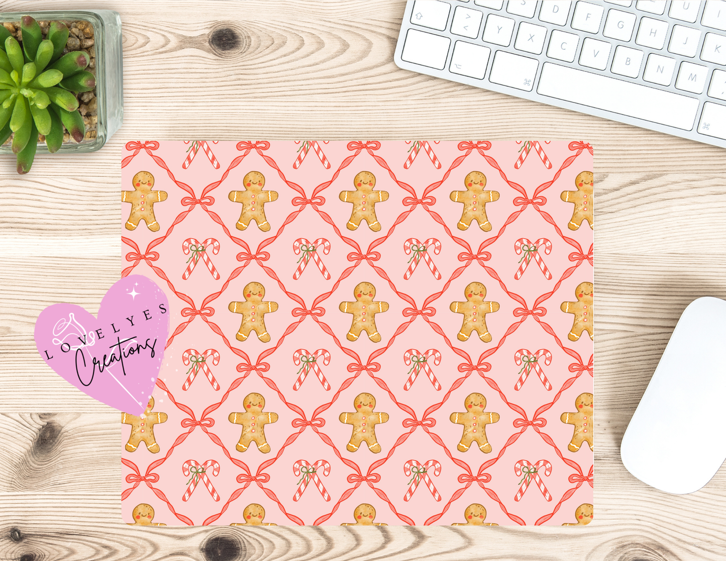 🍬 Gingerbread & Candy Cane Mouse Pad