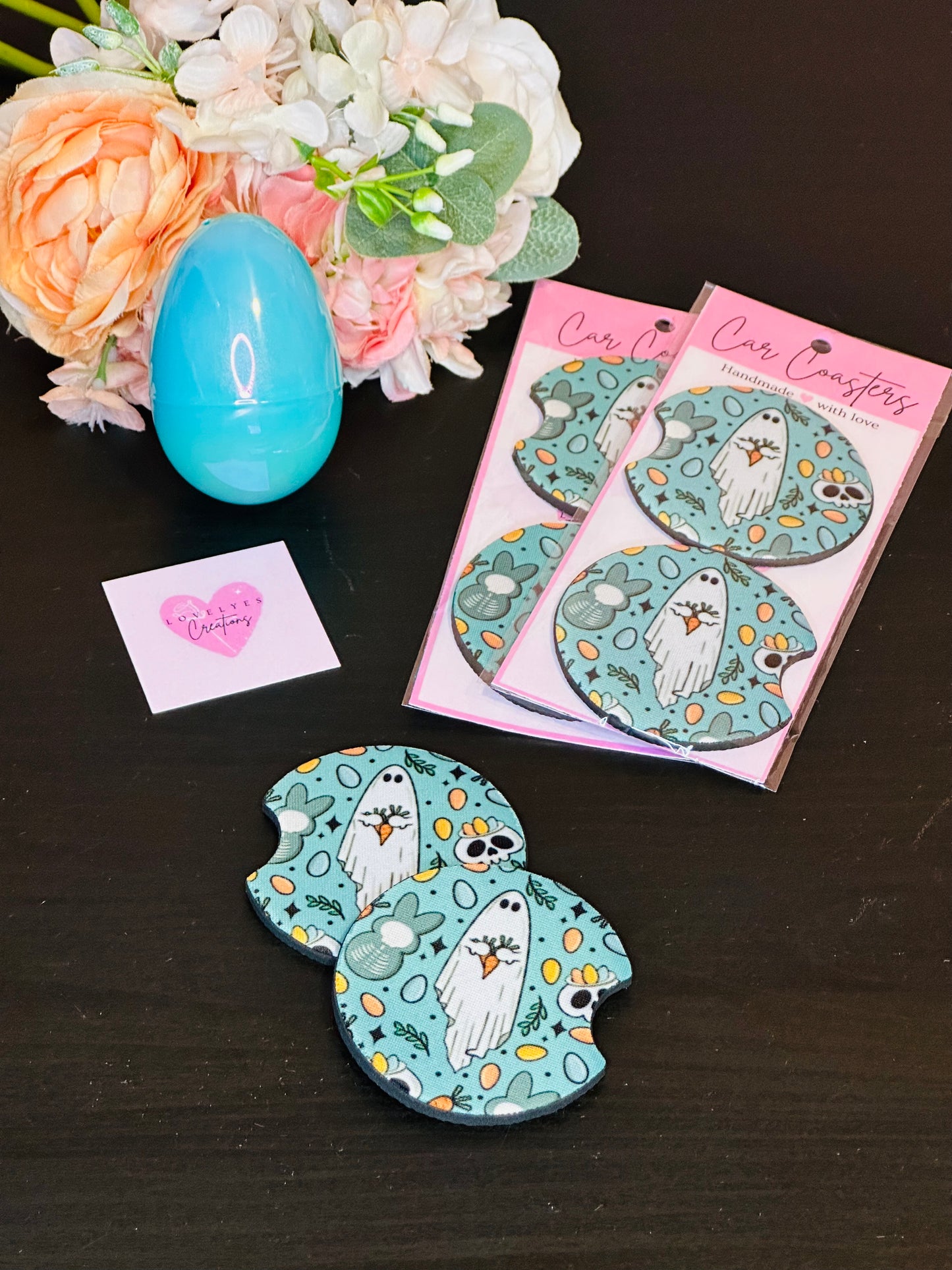 Easter-ween - Hand Pressed Car Coasters